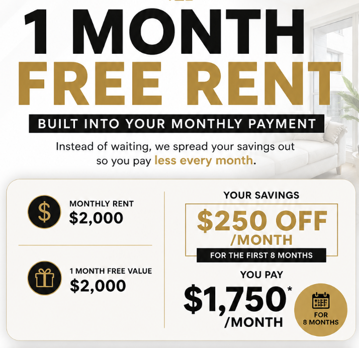 One month free rent promotion detailsRental Market Vacancy 2026